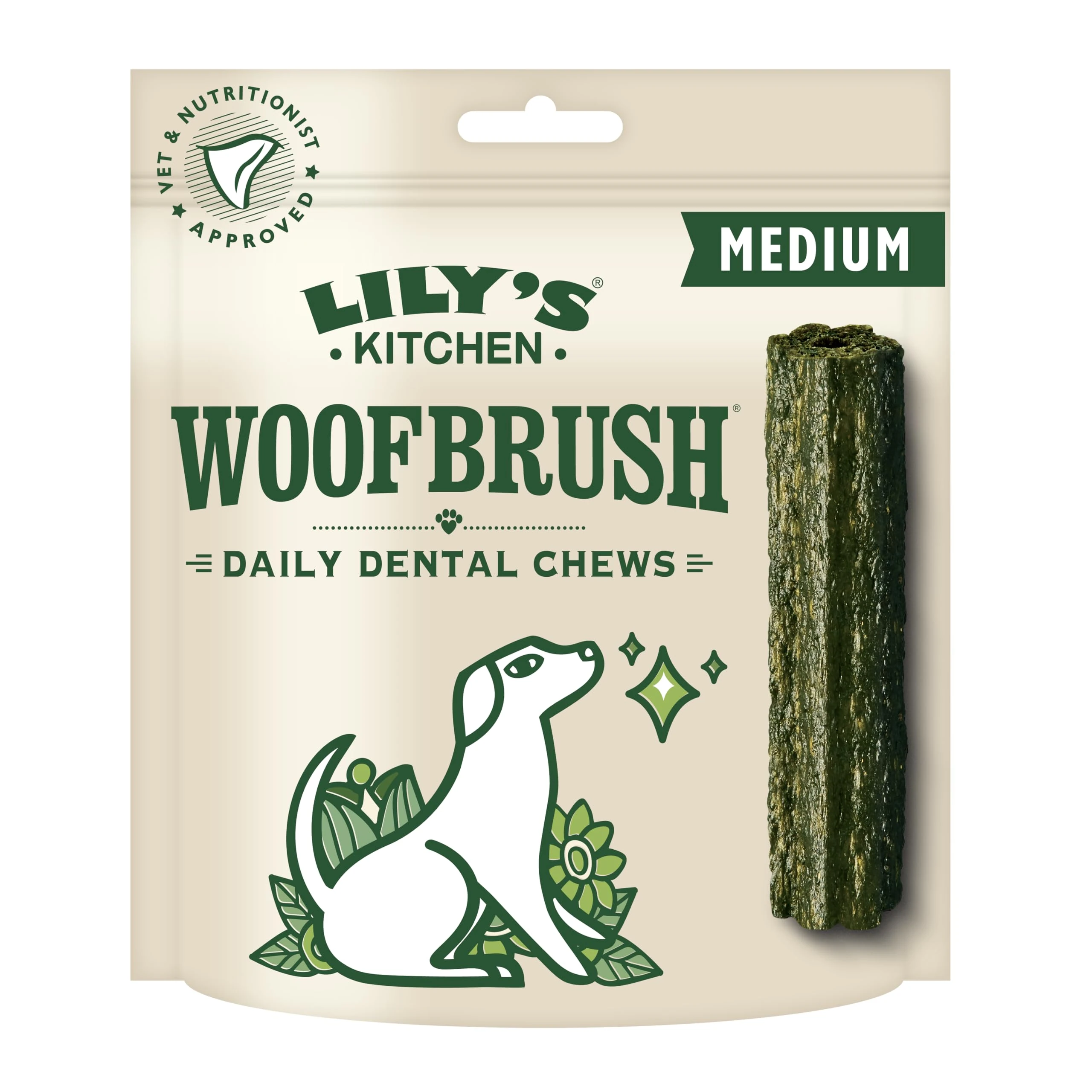 Lily's Kitchen Woofbrush Dental Chew - Natural Dental Sticks for Medium Dogs (5 Packs of 7 Chews)
