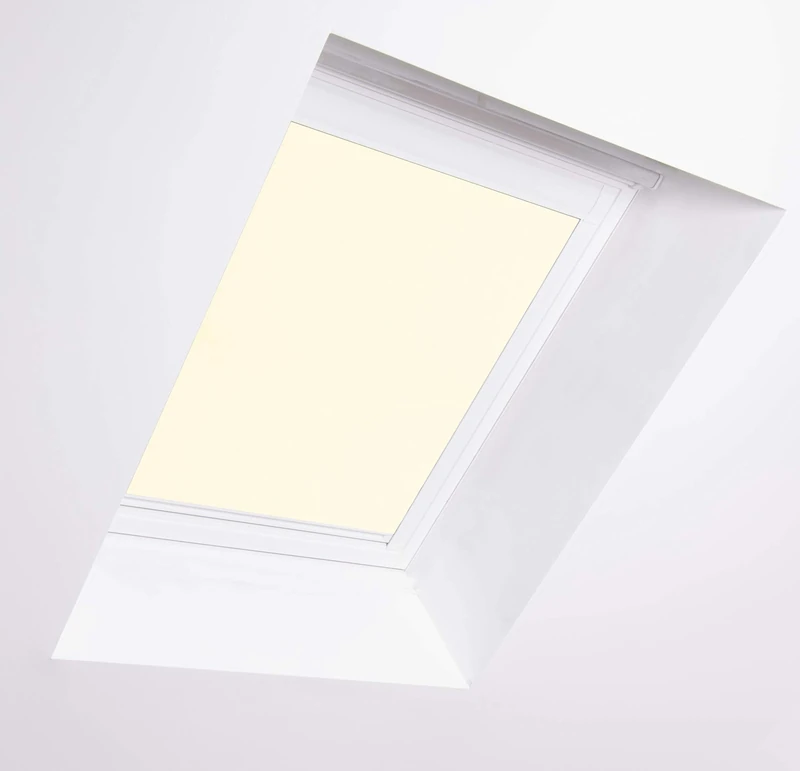 Bloc Skylight Blind 9 (94/140) for Fakro Roof Windows, Cream Blackout - White Aluminium Frame
