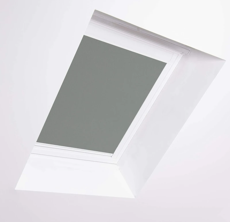 Bloc Skylight Blind M4A for Rooflite Roof Windows, Pewter Blackout - White Aluminium Frame
