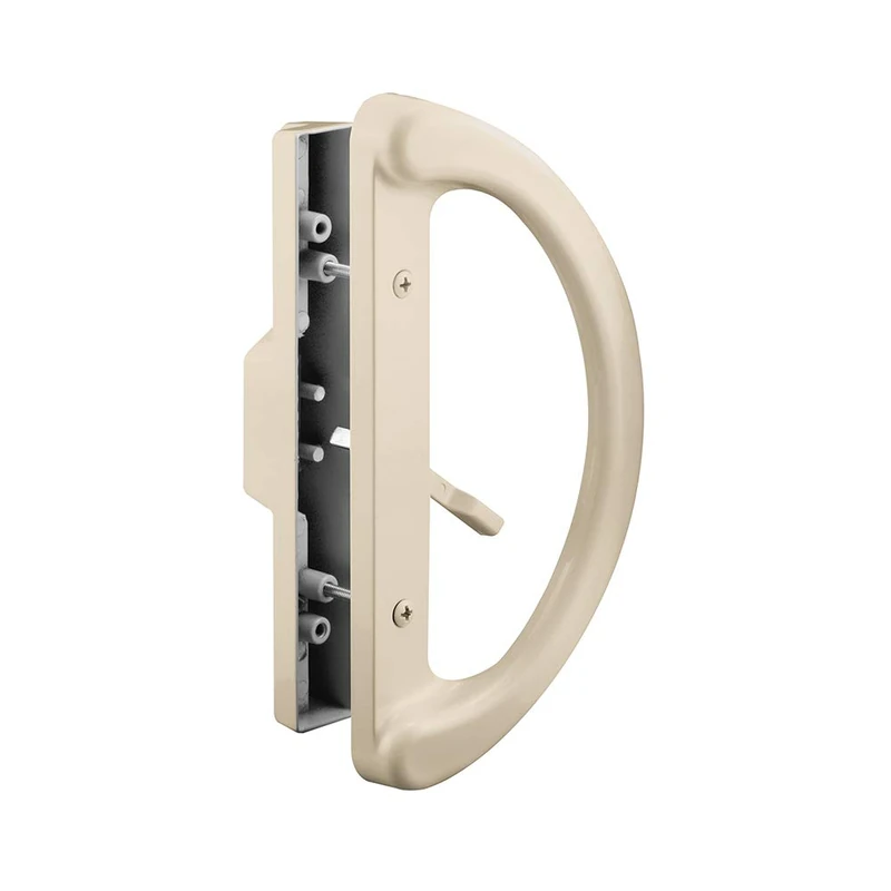 Prime-Line C 1343 Sliding Glass Door Handle Set, 3-15/16 Inch Hole Center, Diecast, Tan Color, Painted Finish, Mortise Style, 1 Pack