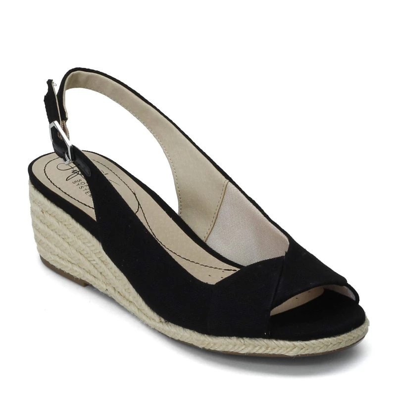 LifeStride Women's Socialite Espadrille Wedge Sandal, Black, 6 UK