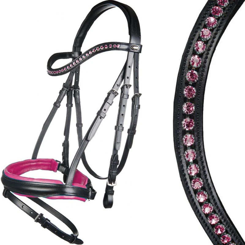 HKM Colour Bridle Black/Pink Thoroughbred