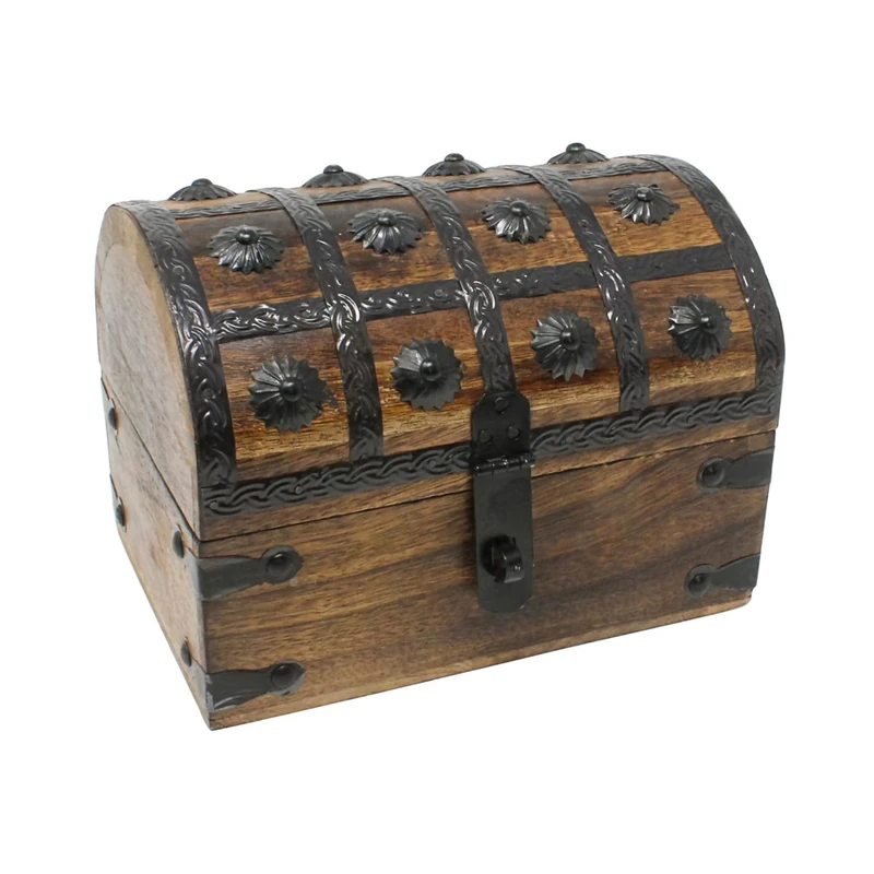 Nautical Cove Treasure Chest Keepsake and Jewelry Box Wood - Treasure Box Large (8x6x6)