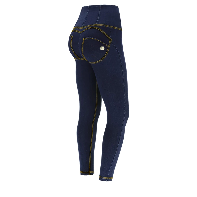 FREDDY Shaping Ankle-Length high-Rise WR.UP® Super Skinny Trousers - Dark Jeans-Yellow Seam - Large