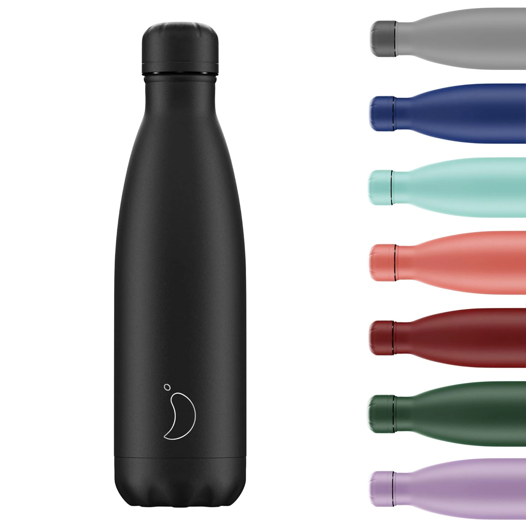 Chilly's Original Water Bottle - Vacuum Insulated Stainless Steel Water Bottle, Reusable Thermal Flask for Hot & Cold Drinks - Leak Proof, No Sweat - All Black - 260ml