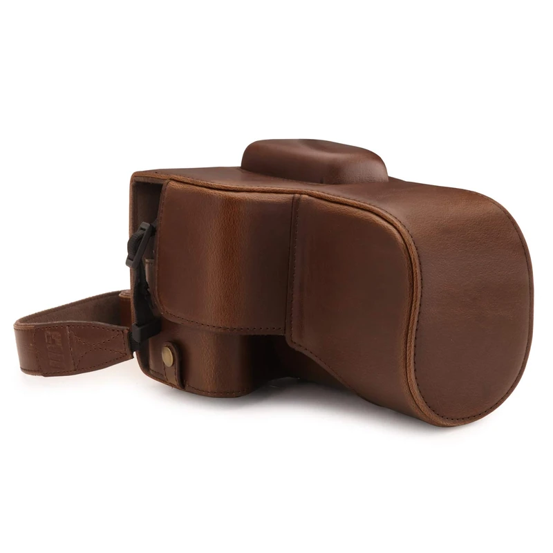 MegaGear MG1608 Ever Ready Leather Camera Case Compatible with Canon EOS 2000D (18-55mm) - Dark Brown - Image 1