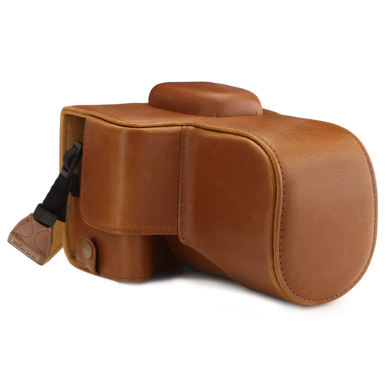 MegaGear MG1609 Ever Ready Leather Camera Case Compatible with Canon EOS 2000D (18-55mm) - Light Brown - Image 1