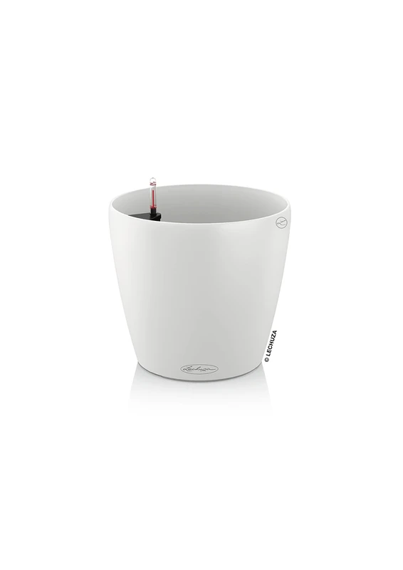 LECHUZA CLASSICO Color 18 Garden Small Flower Plant Pot Indoor and Outdoor Plastic Planter with Drainage Hole D19 H17 cm White