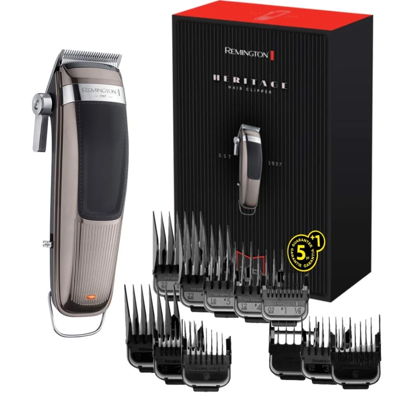 Remington Hair Trimmer [Vintage Design] Heritage (Performance Pro, Washable Stainless Steel Blades, Adjustment Lever, 11 Combs 1.5-25mm, Mains/Wireless-Lithium Battery) Trimmer HC9100