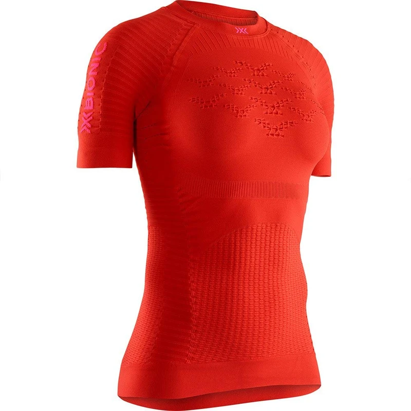 X-BIONIC Women Effektor 4.0 Run Short Sleeve Shirt - Sunset Orange/Namid Red, X-Small