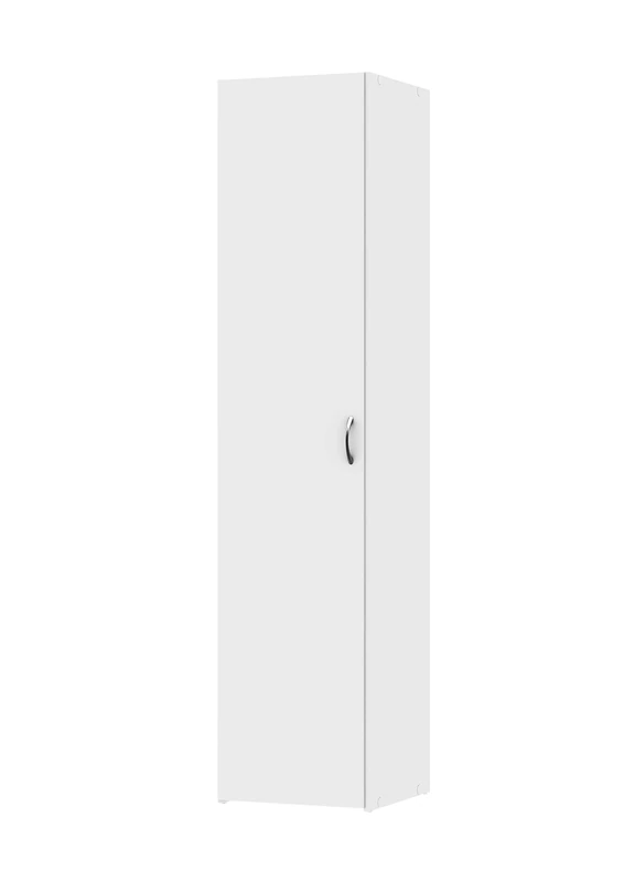 Dmora - Single door wardrobe with three internal shelves, white color, Measurements 39 x 175 x 41 cm