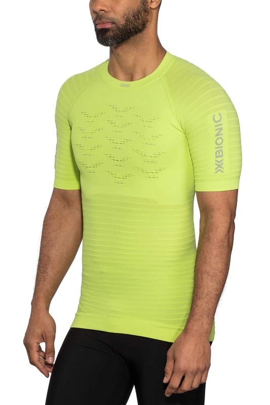 X-BIONIC Men Effektor 4.0 Run Short Sleeve Shirt - Green/Arctic White, X-Large