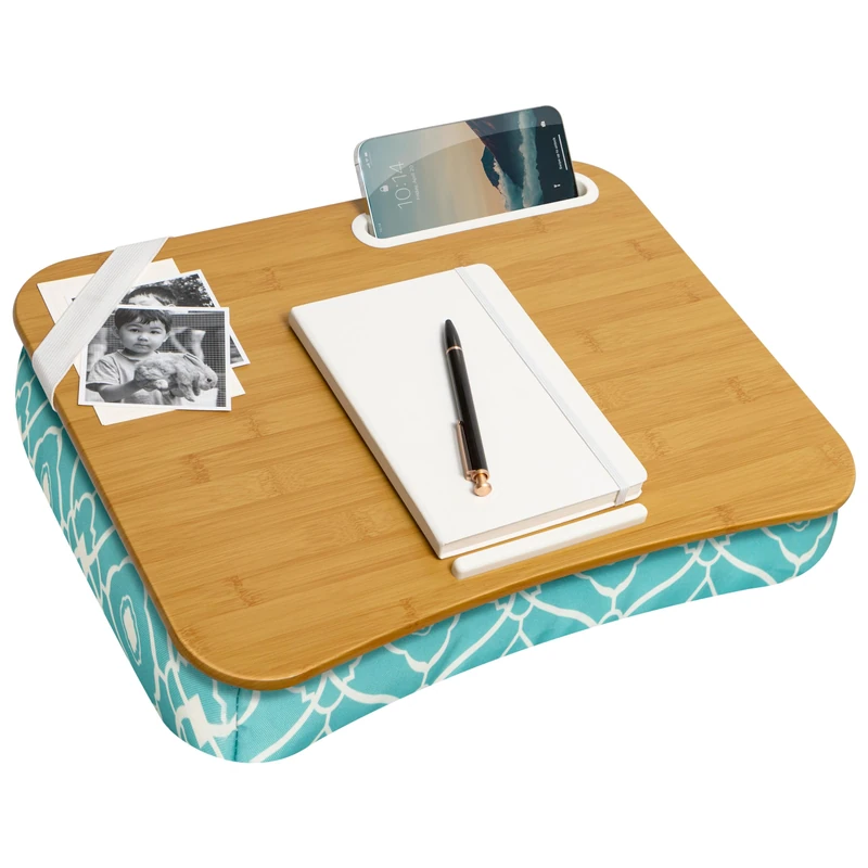 LAPGEAR Designer Lap Desk - Aqua Trellis, 15.6 Inch Laptop - Image 1