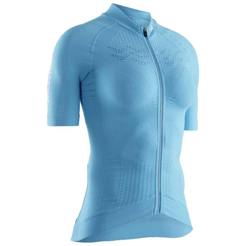 X-BIONIC Women Effektor 4.0 Bike Zip Short Sleeve Shirt - Turquoise/Arctic White, Large