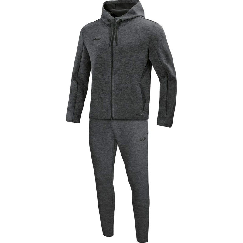 JAKO Men's Premium Basics Hooded Jogging Suit Charcoal Mottled S