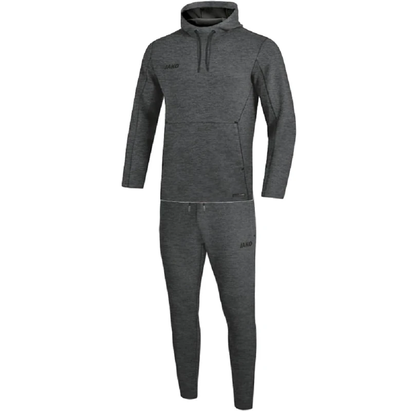 JAKO Premium Basics M9629 Men's Tracksuit with Hooded Sweatshirt, Charcoal Mottled, L