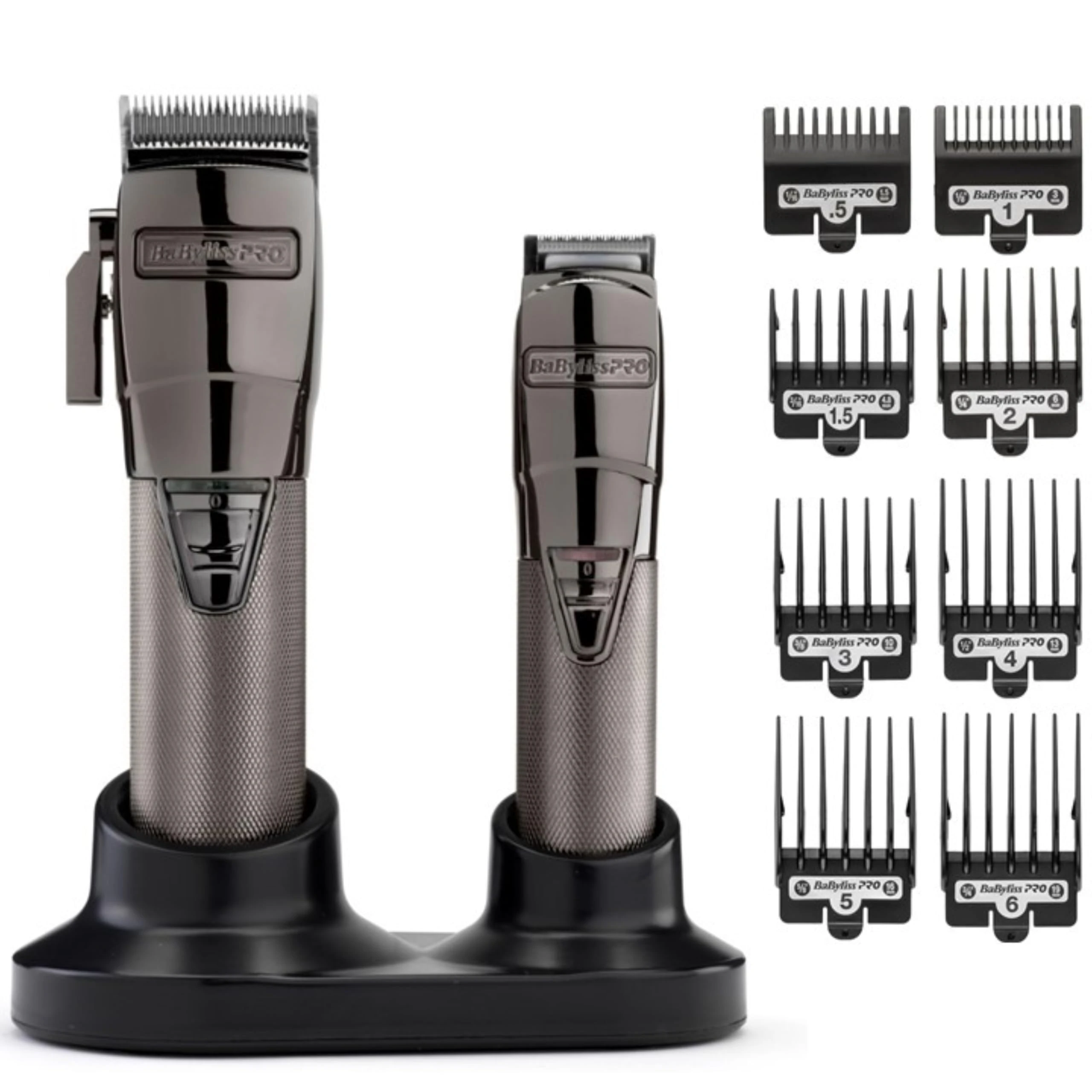 BaBylissPRO Cordless Super Motor Hair Clipper and Trimmer, Professional Mens Grooming Set, Precision Japanese Steel Blades, 6 Guides Cutting Grades 1-6, BAB8705U, Black