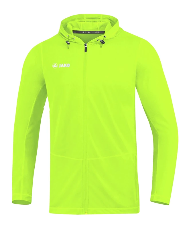 JAKO Men's Run 2.0 Hooded Jacket, Neon Green, XXL