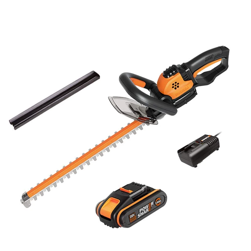 WORX 18V (20V Max) WG261E Wireless Hedge Trimmer, 1pc 20V 2.0Ah Battery, Blade Length 460mm, Teeth Spacing 16mm, Double Action Blade, Triple Adjustable Handle Safety - Image 1