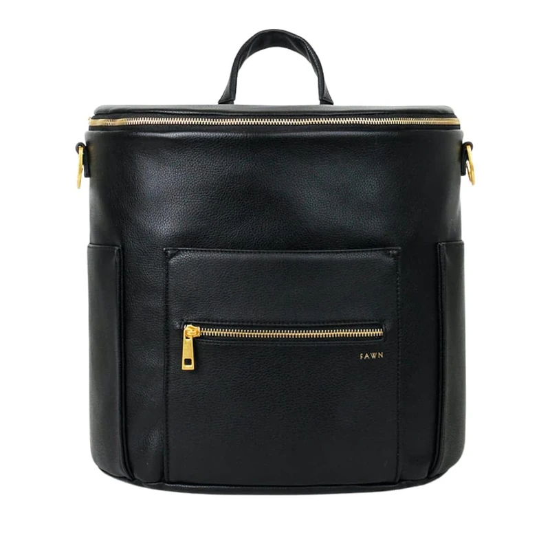 FAWN DESIGN Vegan Leather Diaper Bag Backpack Bundle - Black