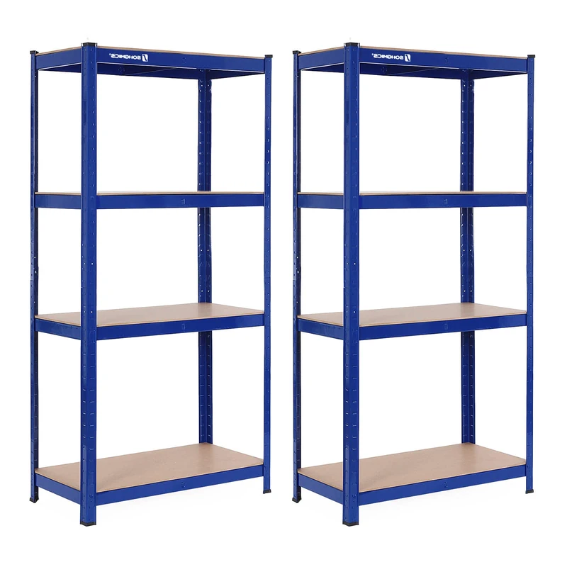 SONGMICS 2 x Storage Shelves 160 x 80 x 40 cm Heavy Duty Shelving Max. With 520 kg load capacity cellar shelving unit with powder-coated surface GLR88Q