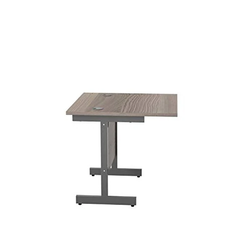 Office Hippo Heavy Duty Rectangular Cantilever Office Desk, Home Office Desk, Office Table + Integrated Cable Ports, PC Desk For Office or Home, 5 Yr Wty - Silver Frame/Grey Oak Top, 80cm x 80cm