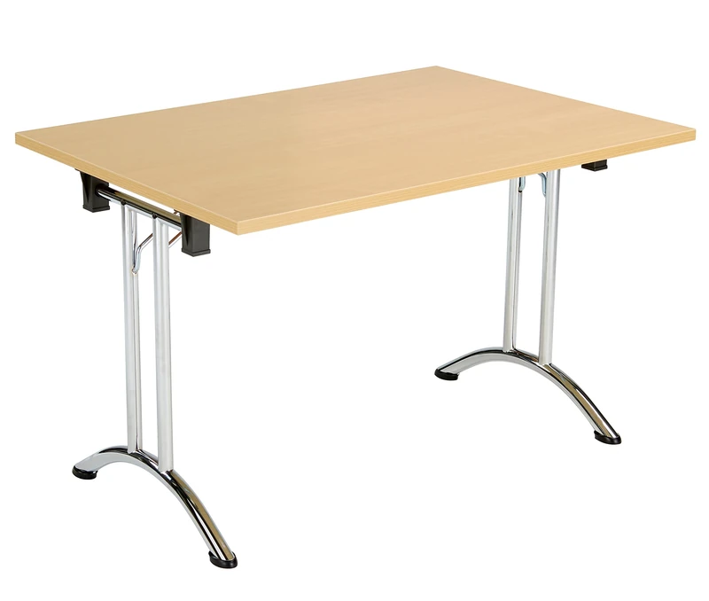 Office Hippo Folding Office Table, Sturdy & Stylish Computer Table Desk, Work Table For Home Office, Versatile Foldable Table For Meeting Room or Boardroom, 5 Year Guarantee - Oak / Chrome
