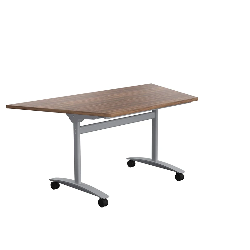 Office Hippo Office Table, Sturdy & Stylish Tilting Table Desk, Work Table For Home Office, Versatile Computer Table For Meeting Room or Boardroom, 5 Year Guarantee - Dark Walnut / Silver