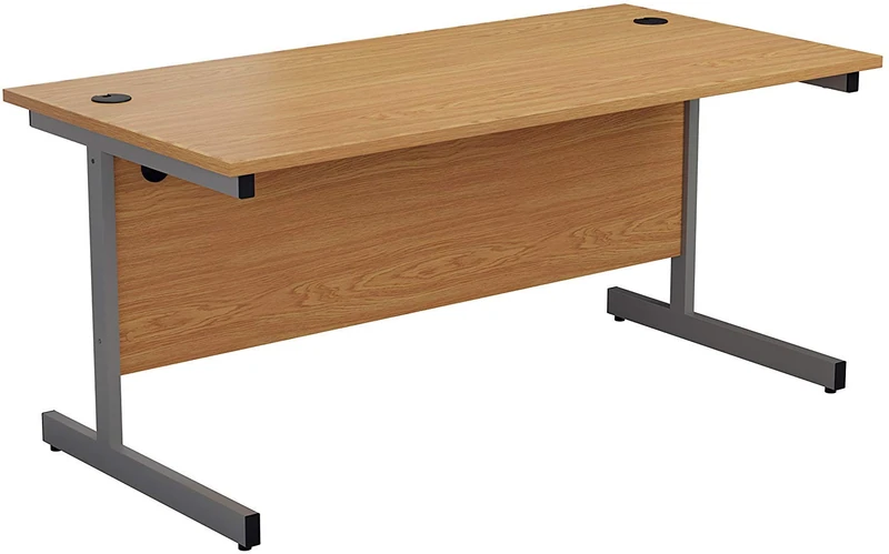Office Hippo Heavy Duty Rectangular Cantilever Desk - Home Office Table + Integrated Cable Management - PC Desk For Office Or Home - 5 Yr Warranty - White Frame/Oak Top - 80cm x 80cm