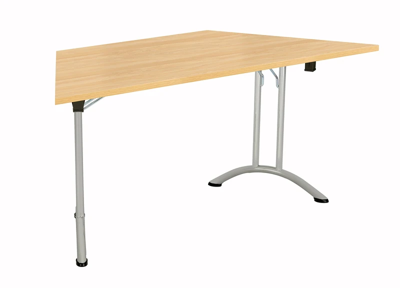 Office Hippo Folding Table, Sturdy Trapezoidal Computer Table Desk, Work Table For Home Office, Versatile Foldable Table For Meeting Room or Boardroom, 5 Year Guarantee - Oak / Silver