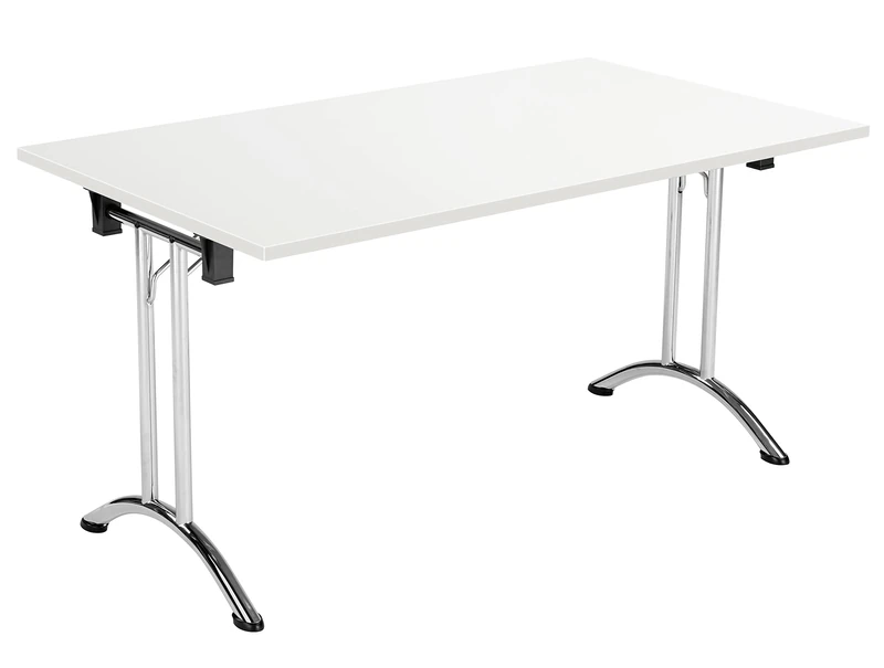 Office Hippo Folding Office Table, Sturdy & Stylish Computer Table Desk, Work Table For Home Office, Versatile Foldable Table For Meeting Room or Boardroom, 5 Year Guarantee - White / Chrome