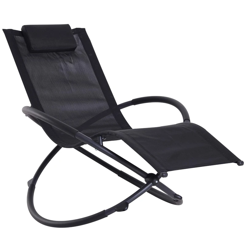 Outsunny Zero Gravity Sun Lounger Chair - Black Texteline