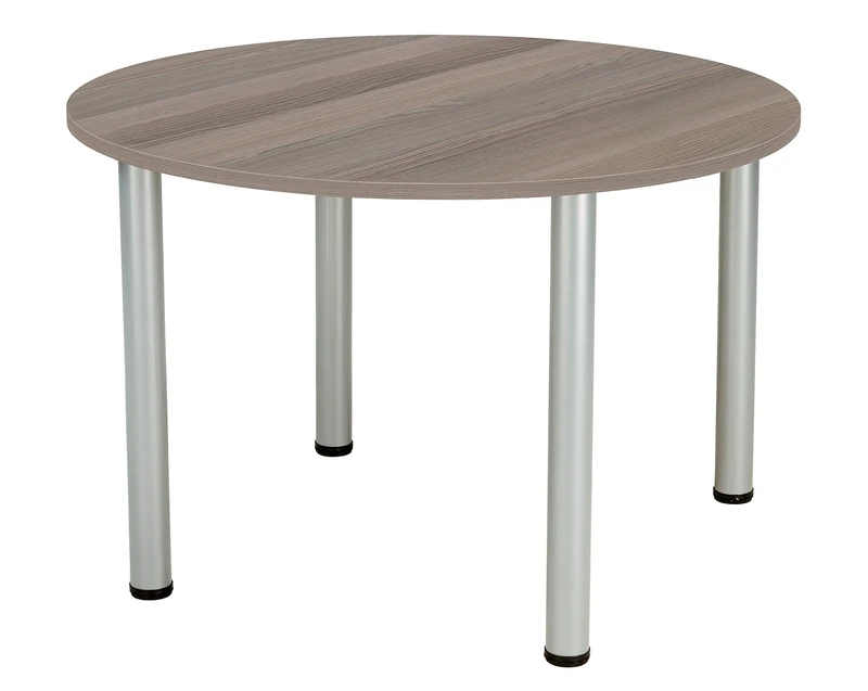 Office Hippo Circular Office Table, Sturdy & Robust Round Table Desk, Circular Work Table For Home Office, Ideal For Canteen, Boardroom or Meeting Room, Versatile Desk Table - Grey Oak