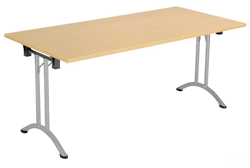 Office Hippo Folding Office Table, Sturdy & Stylish Computer Table Desk, Work Table For Home Office, Versatile Foldable Table For Meeting Room or Boardroom, 5 Year Guarantee - Oak / Silver