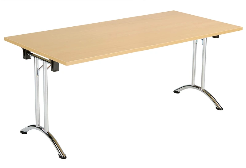 Office Hippo Folding Office Table, Sturdy & Stylish Computer Table Desk, Work Table For Home Office, Versatile Foldable Table For Meeting Room or Boardroom, 5 Year Guarantee - Oak / Chrome