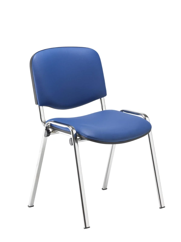 Office Hippo Heavy Duty Meeting Chair, Versatile & Robust Stackable for Reception, Office or Conference With Strong Frame & Padded Durable Seat, Up To 115kg Weight - PU Blue/Chrome, Single