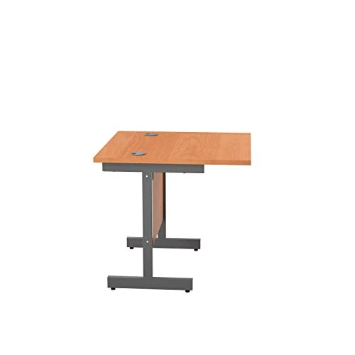 Office Hippo Heavy Duty Rectangular Cantilever Office Desk, Home Office Desk, Office Table + Integrated Cable Ports, PC Desk For Office or Home, 5 Yr Wty - Silver Frame/Beech Top, 80cm x 80cm