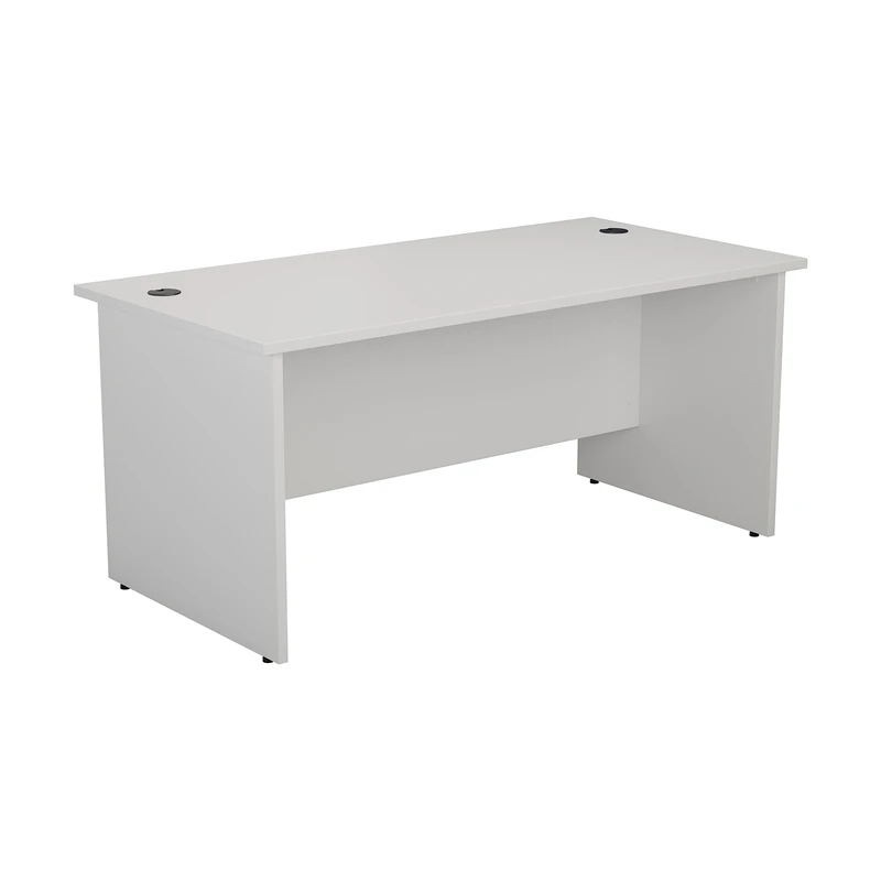 Office Hippo Heavy Duty Rectangular Office Desk, Home Office Desk, Office Table, Integrated Cable Ports, PC Desk For Office or Home, 5 Yr Wty, MFC, White, 140cm x 60cm