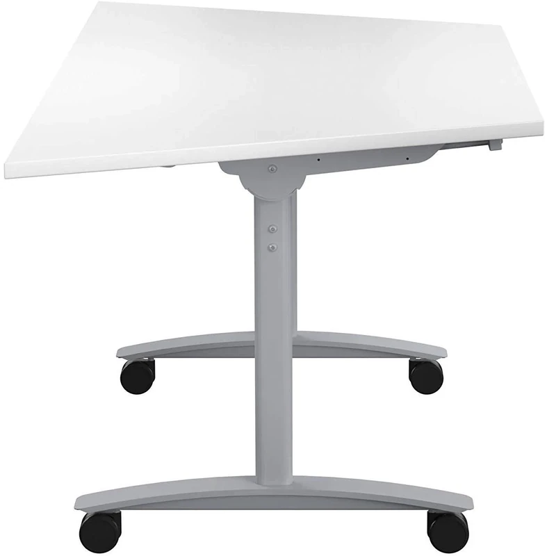 Office Hippo Office Table, Sturdy & Stylish Tilting Table Desk, Work Table For Home Office, Versatile Computer Table For Meeting Room or Boardroom, 5 Year Guarantee - White / Silver