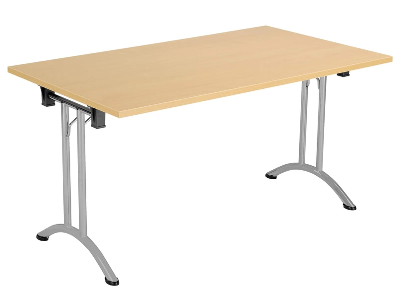 Office Hippo Folding Office Table, Sturdy & Stylish Computer Table Desk, Work Table For Home Office, Versatile Foldable Table For Meeting Room or Boardroom, 5 Year Guarantee - Oak / Silver