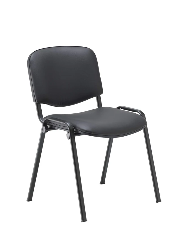 Office Hippo Heavy Duty Stackable Reception Chair, Black Frame, PU, Black
