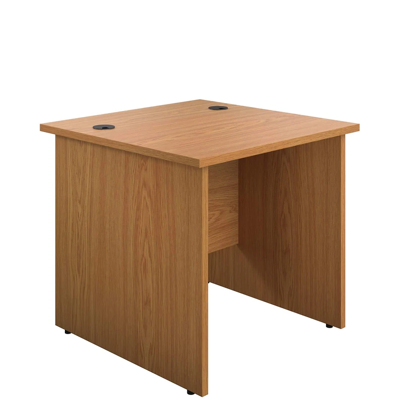 Office Hippo Heavy Duty Desk - Rectangular Home Office Table, Integrated Cable Ports, Oak, 80cm x 80cm, 5 Yr Warranty