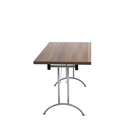 Office Hippo Folding Office Table, Sturdy & Stylish Computer Table Desk, Work Table For Home Office, Versatile Foldable Table For Meeting Room or Boardroom, 5 Year Guarantee - Dark Walnut / Chrome