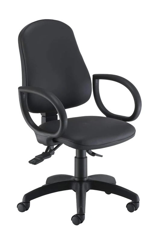 Office Hippo Desk Chair, Ergonomic Home & Office Chair With Adjustable Seat, Back & Lumbar Pump For Comfort & Support, Computer Chair With Fixed Arms For Daily Use - Black PU