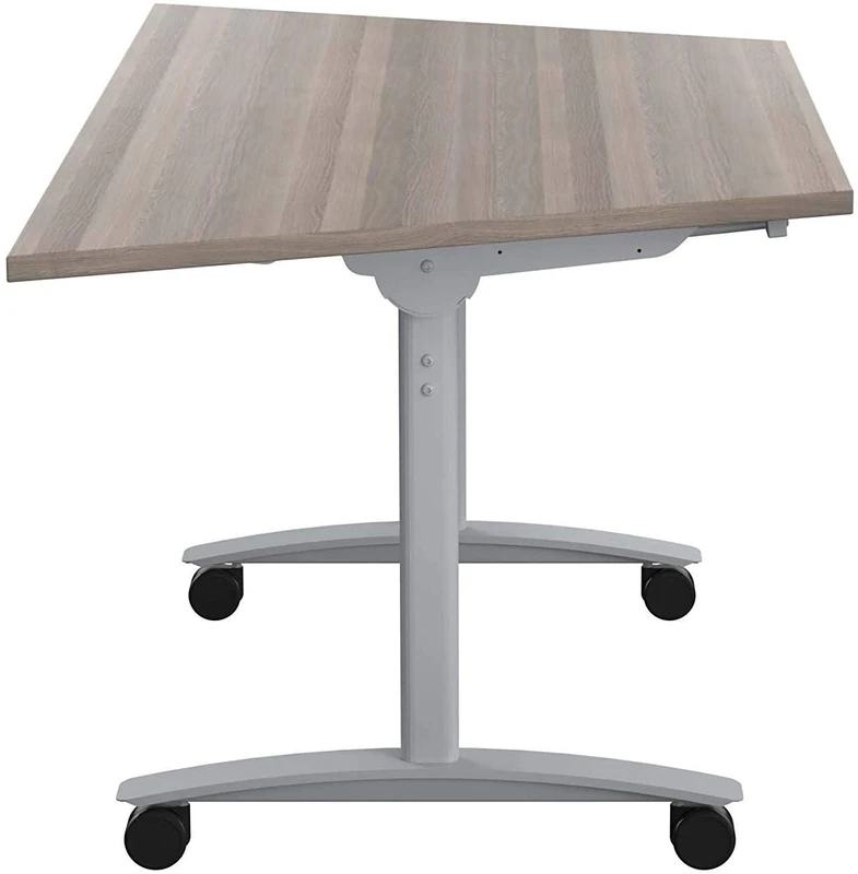 Office Hippo Office Table, Sturdy & Stylish Tilting Table Desk, Work Table For Home Office, Versatile Computer Table For Meeting Room or Boardroom, 5 Year Guarantee - Grey Oak / Silver