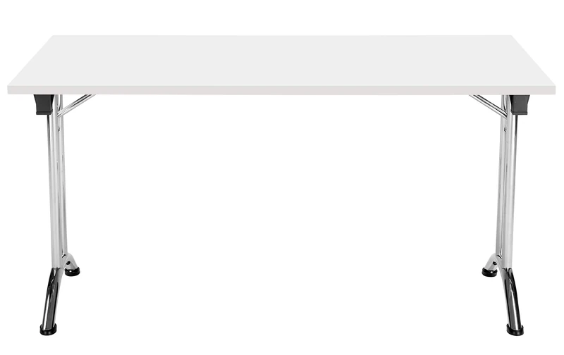 Office Hippo Folding Office Table, Sturdy & Stylish Computer Table Desk, Work Table For Home Office, Versatile Foldable Table For Meeting Room or Boardroom, 5 Year Guarantee - White / Chrome