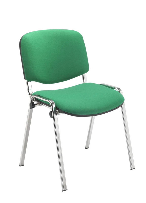 Office Hippo Heavy Duty Meeting Chair, Versatile & Robust Stackable for Reception, Office or Conference With Strong Frame & Padded Durable Seat, Up To 115kg Weight - Green/Chrome, Single