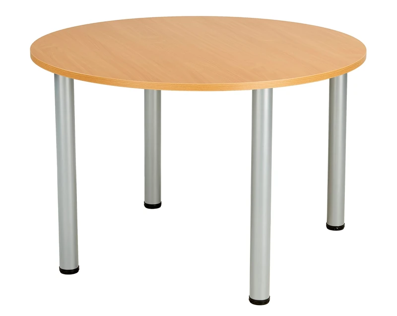 Office Hippo Round Office Table, Sturdy & Robust Circular Desk, For Home, Canteen, Boardroom or Meeting Room, Beech, 100 x 100 x 73 cm