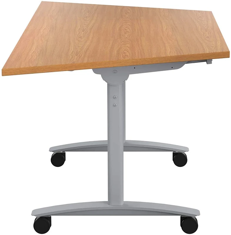 Office Hippo Office Table, Sturdy & Stylish Tilting Table Desk, Work Table For Home Office, Versatile Computer Table For Meeting Room or Boardroom, 5 Year Guarantee - Oak / Silver
