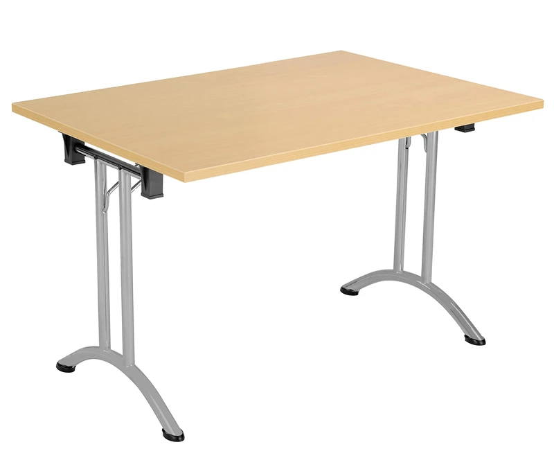 Office Hippo Folding Office Table, Sturdy & Stylish Computer Table Desk, Work Table For Home Office, Versatile Foldable Table For Meeting Room or Boardroom, 5 Year Guarantee - Oak / Silver